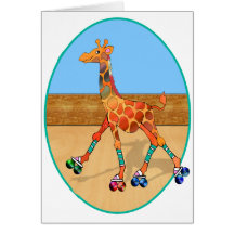 Roller Skating Giraffe at the Roller Rink Greeting Card