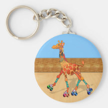 Roller Skating Giraffe at the Roller Rink Key Chains
