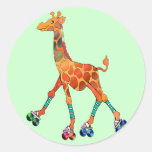 Roller Skating Giraffe Stickers