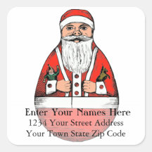 Rolly Poley Vintage Address Label Square Stickers