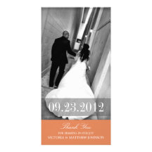 ROMANCE IN ORANGE | WEDDING THANK YOU CARD PHOTO CARD TEMPLATE