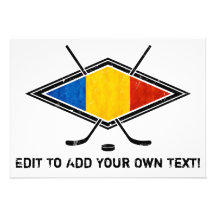 Romanian Ice Hockey Flag Personalized Invitations