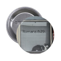 Romans 8:29 Cat in Window Button