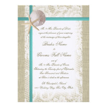 Romantic Beach Burlap and Lace Wedding Personalised Invites