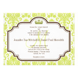 Romantic Chartreuse Damask Wedding Invitations invitations