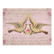 Romantic Doves in Love Vintage Collage Post Cards