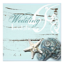 Romantic Elegant Seashell Beach Wedding Invitation