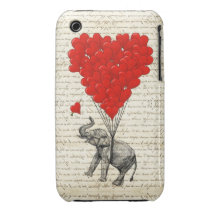 Romantic elephant & heart balloons Case-Mate iPhone 3 case