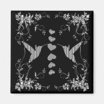 Romantic floral  vector design magnet with hearts
