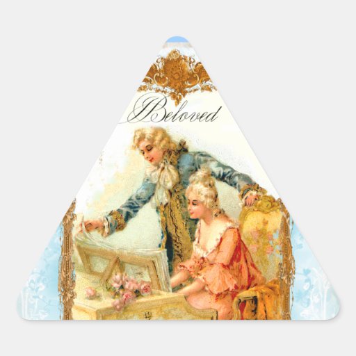 Romantic French Couple & Harpsicord Stickers