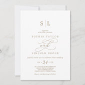 Romantic Gold Calligraphy Monogram Wedding Invitation Zazzle