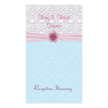 Romantic Lace & Flower, Baby Blue & Pink Business Card