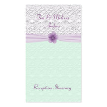 Romantic Lace & Flower, Lavender & Mint Green Business Card Template
