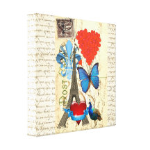 Romantic Paris collage Gallery Wrapped Canvas