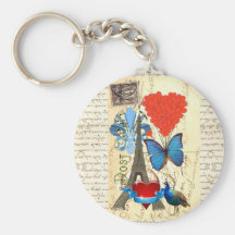 Romantic Paris collage Keychain