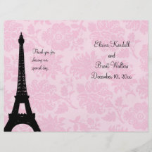 Romantic Paris Wedding Program Flyers