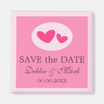 Romantic pink hearts wedding Save the Date magnet