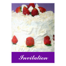 Romantic red strawberries with cream icing cake custom announcements