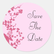 Romantic Rose Vines Save The Date Wedding Stickers