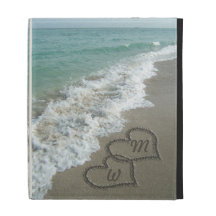 Romantic Sand Hearts Beach iPad Folio Covers