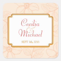 Romantic spring garden floral sorbet coral wedding stickers