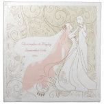 Romantic Vintage Dancing Bride & Groom Wedding Printed Napkin