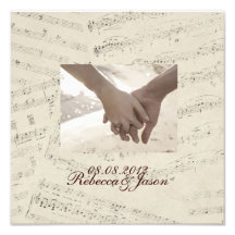 romantic Vintage musicnotes modern wedding Art Photo