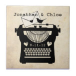 Romantic Vintage Typewriter Tile
