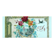 ROMANTİCA 3 MONOGRAM ,blue pink red Invites