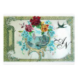 ROMANTİCA 3 MONOGRAM,Blue White Wedding Party Personalized Announcements