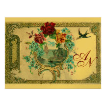 ROMANTİCA 3 MONOGRAM gold metallic paper Personalized Announcement