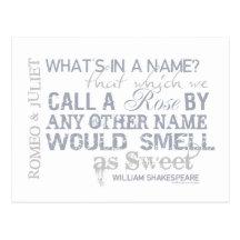 Romeo & Juliet Name Quote Post Card