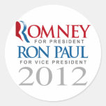 ROMNEY - RON PAUL 2012.png Round Stickers