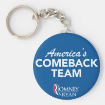 Romney Ryan America's Comeback Team Round (Blue) Key Chains
