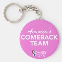 Romney Ryan America's Comeback Team Round (Pink) Keychains