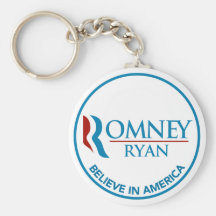 Romney Ryan Believe In America Round White Keychain