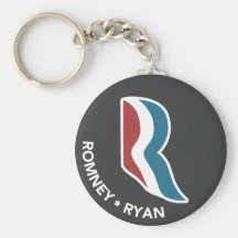 Romney Ryan R Logo Round (Black) Key Chain