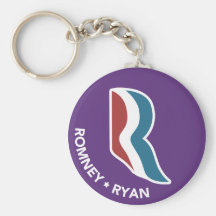 Romney Ryan R Logo Round (Purple) Keychain