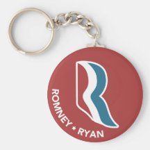 Romney Ryan R Logo Round (Red) Keychain