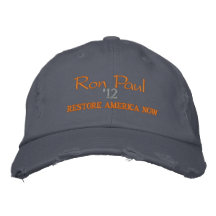RON PAUL 2012 RESTORE AMERICA NOW DISTRESSED CHINO EMBROIDERED HATS