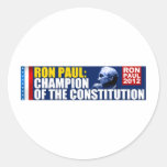 Ron Paul: Champion of the Constitution Round Sticker