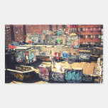 Rooftop Graffiti in Chinatown Rectangular Stickers