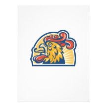 Rooster Cockerel Head Retro Invitations
