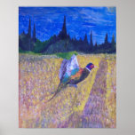 Rooster Pheaant Taking Flight Poster