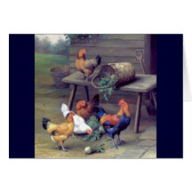Rooster Turnip Basket Hens Cards