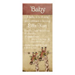 Rosa Bronze & Blue  Giraffes Baby Invitation