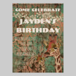 Rosa Giraffes Damask  Birthday Invitation invitations