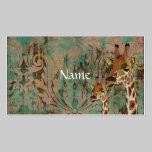 Rosa Giraffes Damask  Business Card/Tags business cards