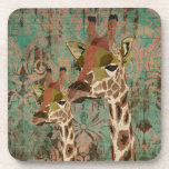 Rosa Giraffes  Damask Coaster cork coasters