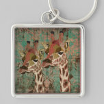 Rosa Giraffes  Damask Keychain keychains